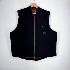 Fasthouse Speed Shop Mens Black Canvas Lined Workwear Vest 2XL Full Zip